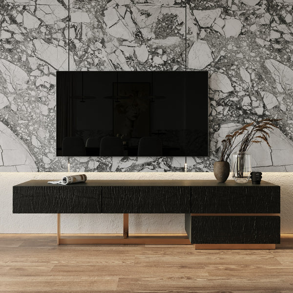 Modrest Tasha Modern Black Ash & Brushed Gold Tv Stand Model VGVCTV2308