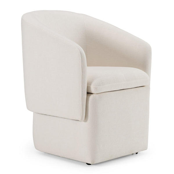 Modrest Tassell Modern Ivory Fabric Dining Chair With Castor Wheels Model VGKK-KF.Y2219-IVY