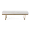 Tatum Modern Off-White Fabric + Brass Dining Bench