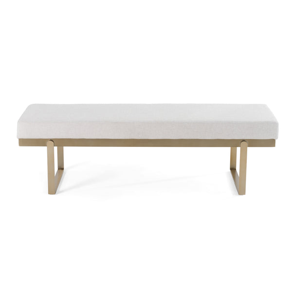Tatum Modern Off-White Fabric + Brass Dining Bench