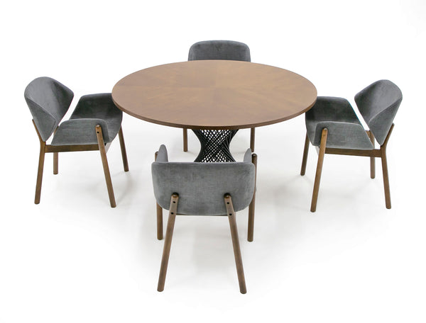 Modrest Theresa Modern Round Walnut & Black Table Model VGMAMIT-5210