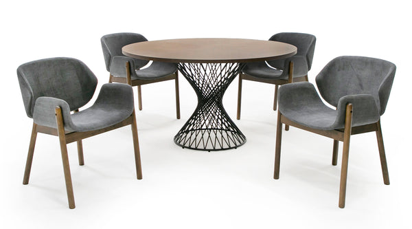 Modrest Theresa Modern Round Walnut & Black Table Model VGMAMIT-5210