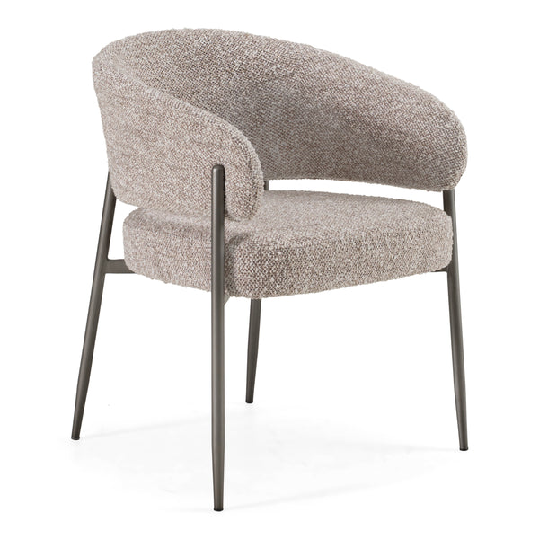Thomas Modern Grey Fabric + Pewter Dining Chair