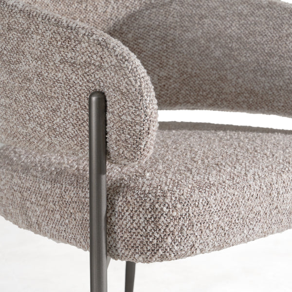 Thomas Modern Grey Fabric + Pewter Dining Chair