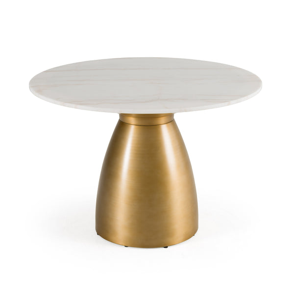 Modrest Tilly Glam White Marble & Gold Round Dining Table Model VGGM-M-DT1854R