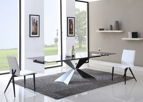 Modrest Titan Modern Extendable Black Glass Dining Table Model VGGLDT-G428