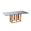 Modrest Token Modern Smoked Grey Glass & Rosegold Dining Table Model VGVCT816