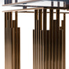 Modrest Token Modern Smoked Grey Glass & Rosegold Dining Table Model VGVCT816