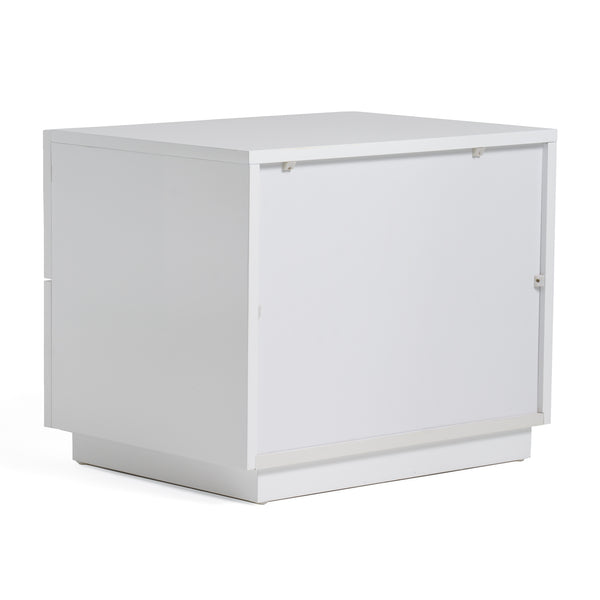 Modrest Token Modern White & Stainless Steel Nightstand Model VGVCN815-WHITE-NS