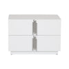 Token Modern White & Stainless Steel Wide Nightstand