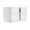 Token Modern White & Stainless Steel Wide Nightstand