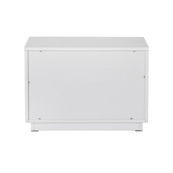 Token Modern White & Stainless Steel Wide Nightstand