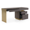 Trahan Modern Grey Elm & Gold Office Desk