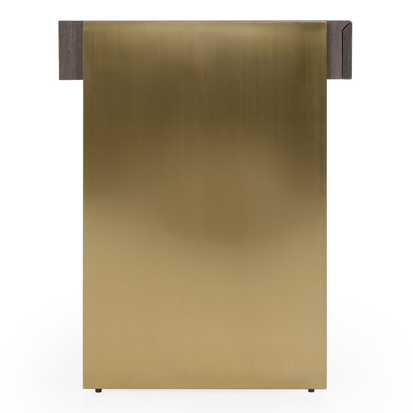 Trahan Modern Grey Elm & Gold Office Desk