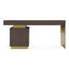 Trahan Modern Grey Elm & Gold Office Desk