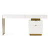 Trahan Modern Gloss White and Brushed Gold Office Desk