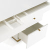 Trahan Modern Gloss White and Brushed Gold Office Desk
