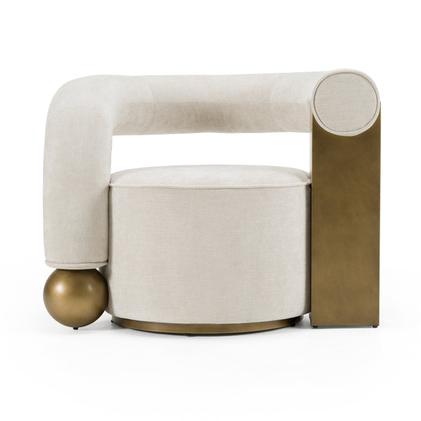 Divani Casa Tranquil Contemporary Beige Fabric & Antique Brass Accent Chair Model VGFA-CE2005-BGE