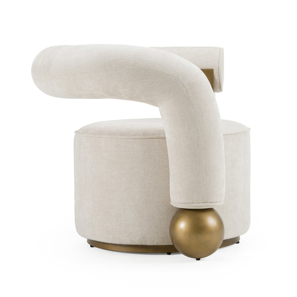 Divani Casa Tranquil Contemporary Beige Fabric & Antique Brass Accent Chair Model VGFA-CE2005-BGE