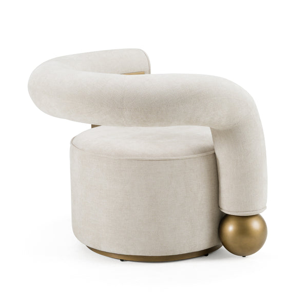 Divani Casa Tranquil Contemporary Beige Fabric & Antique Brass Accent Chair Model VGFA-CE2005-BGE