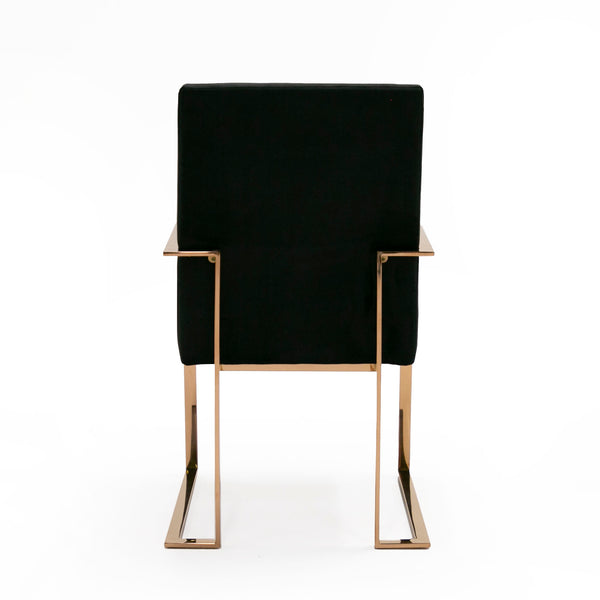 Modrest Trea Modern Black Velvet & Rosegold Dining Chair Model VGVCB0298A-BLK-DC