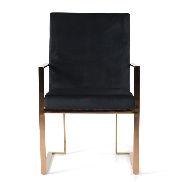 Modrest Trea Modern Black Velvet & Rosegold Dining Chair Model VGVCB0298A-BLK-DC
