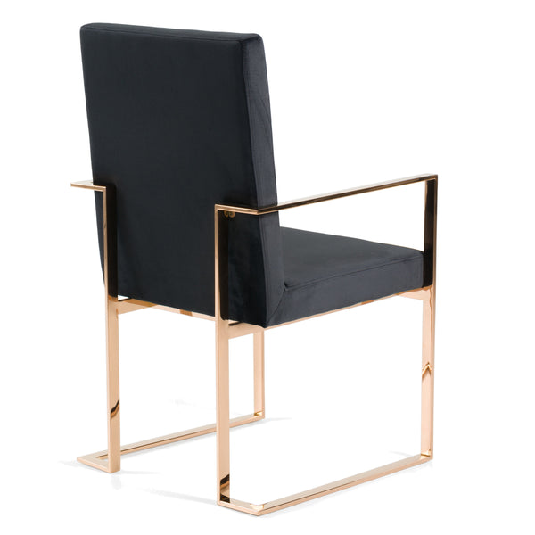 Modrest Trea Modern Black Velvet & Rosegold Dining Chair Model VGVCB0298A-BLK-DC