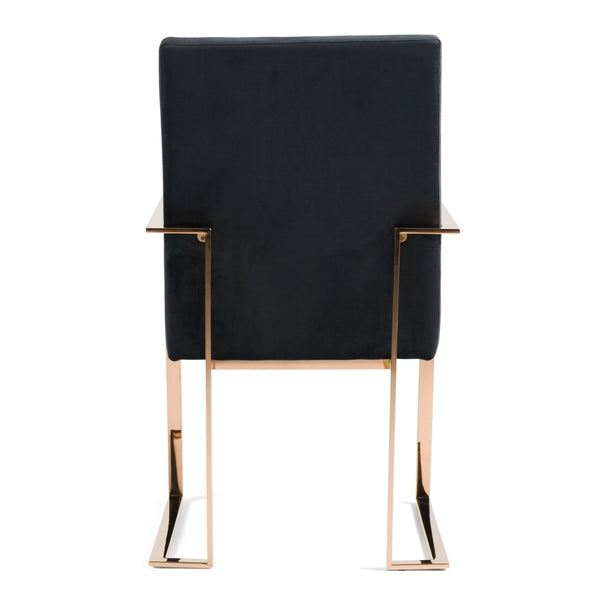 Modrest Trea Modern Black Velvet & Rosegold Dining Chair Model VGVCB0298A-BLK-DC