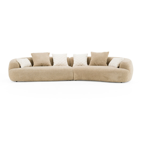 Divani Casa Trevor Modern Tan Fabric Curved Sectional Model VGOD-ZW-24018-BRN