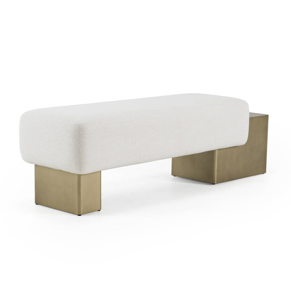 Modrest Triumph Contemporary Off White Fabric & Antique Brass Bench Model VGFA-CH2500