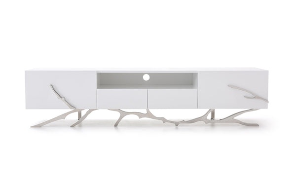 Legend 79"-Wide Modern White TV Stand