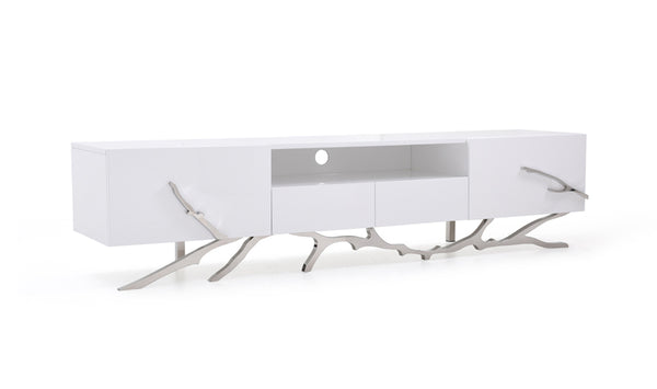 Legend 79"-Wide Modern White TV Stand