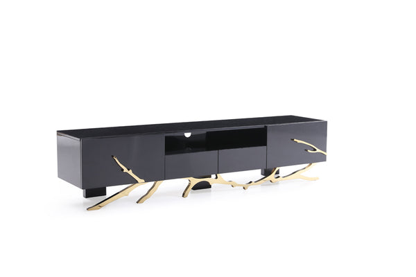 Modrest Legend Modern Black & Gold 79" Tv Stand Model VGVCTV8111-BLK