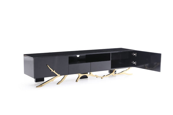 Legend Modern Black & Champagne Gold 87" TV Stand