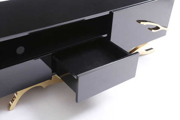 Legend Modern Black & Champagne Gold 87" TV Stand