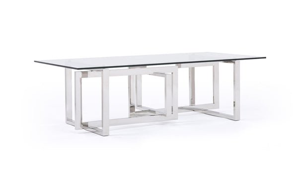 Modrest Valiant Modern Glass & Stainless Steel Coffee Table Model VGVCCT856