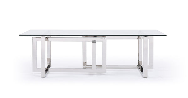 Modrest Valiant Modern Glass & Stainless Steel Coffee Table Model VGVCCT856