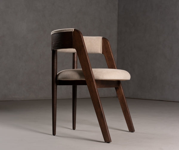 Modrest Vegas Modern Beige Velvet & Walnut Oak Dining Chair (Set Of 2) Model VGME-VEGAS-DCHR