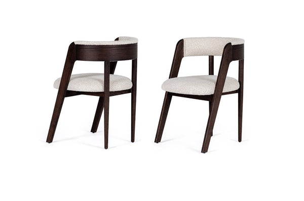 Modrest Vegas Modern Cream Fabric & Walnut Oak Dining Chair (Set Of 2) Model VGME-VEGAS-CRM-DC