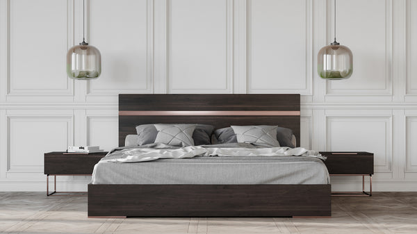 Queen Nova Domus Benzon Italian Modern Dark Rovere Bed Model VGACBENZON-BED-Q