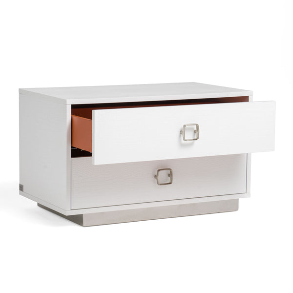 A&X Victoria Modern White Crocodile Nightstand Model VGUNAW324-80-CROC