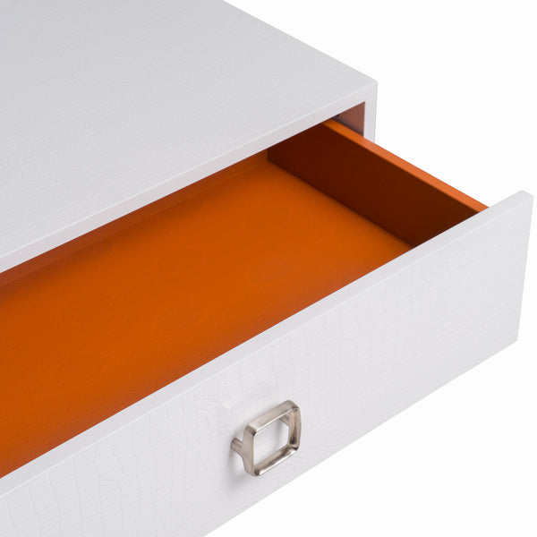 A&X Victoria Modern White Crocodile Nightstand Model VGUNAW324-80-CROC