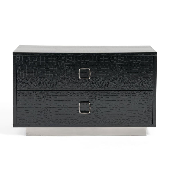 Victoria Modern Black Crocodile Nightstand
