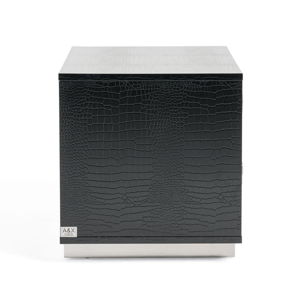 A&X Victoria Modern Black Crocodile Nightstand Model VGUNAW324-80-BLK