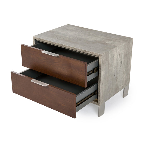 Nova Domus Conner Modern Dark Walnut & Faux Concrete Nightstand Model VGAN-CONNER-NS-DK