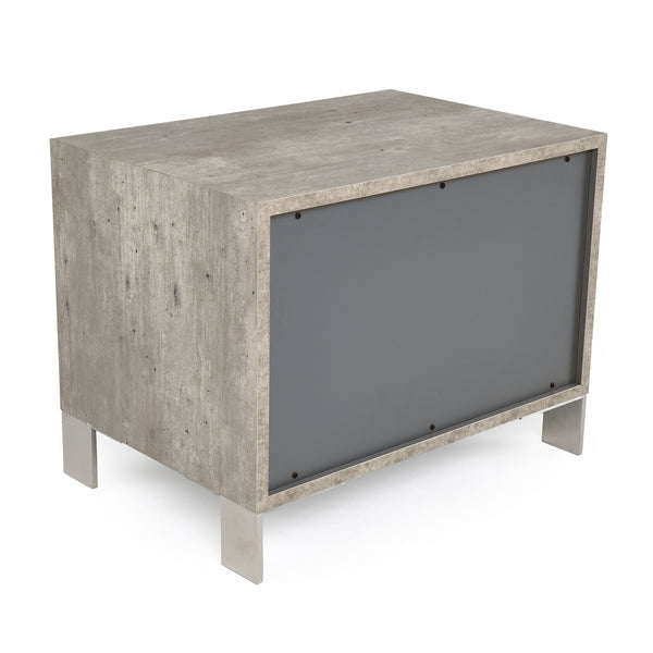 Nova Domus Conner Modern Dark Walnut & Faux Concrete Nightstand Model VGAN-CONNER-NS-DK