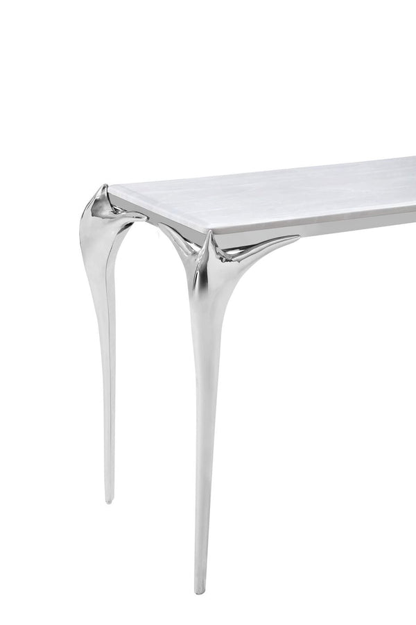 Vince Faux Marble & Stainless Steel Console Table