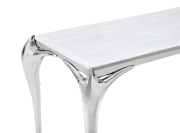Vince Faux Marble & Stainless Steel Console Table