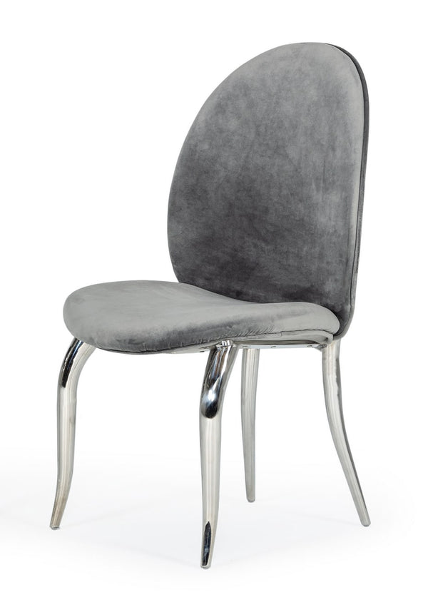 Modrest Vince Glam Grey Velvet Dining Chair Set Of 2 Model VGZAY622-GRY