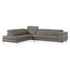 Viola Italian Contemporary Grey Leather Left Facing Sectional Sofa